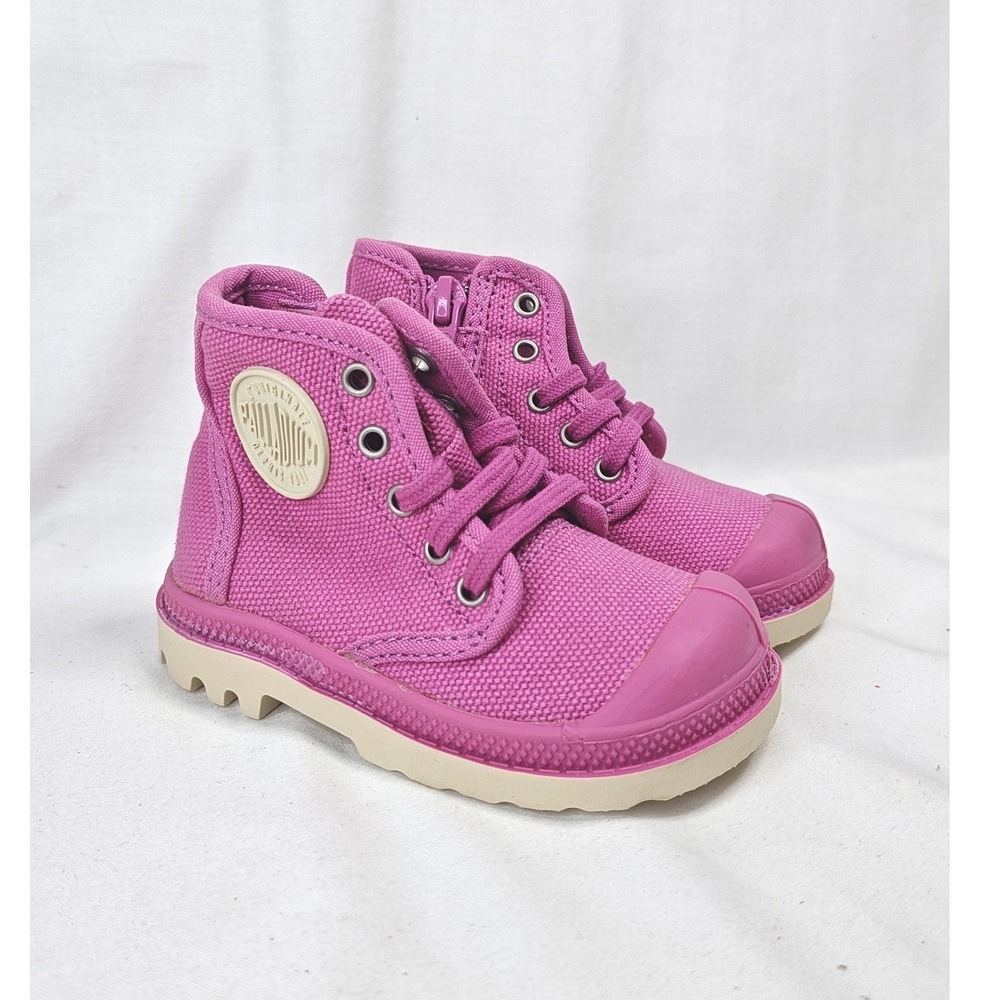Palladium Pampa Hi Boots Shoes Ibis Rose Pink Canvas Infant Size 4 New in Box
